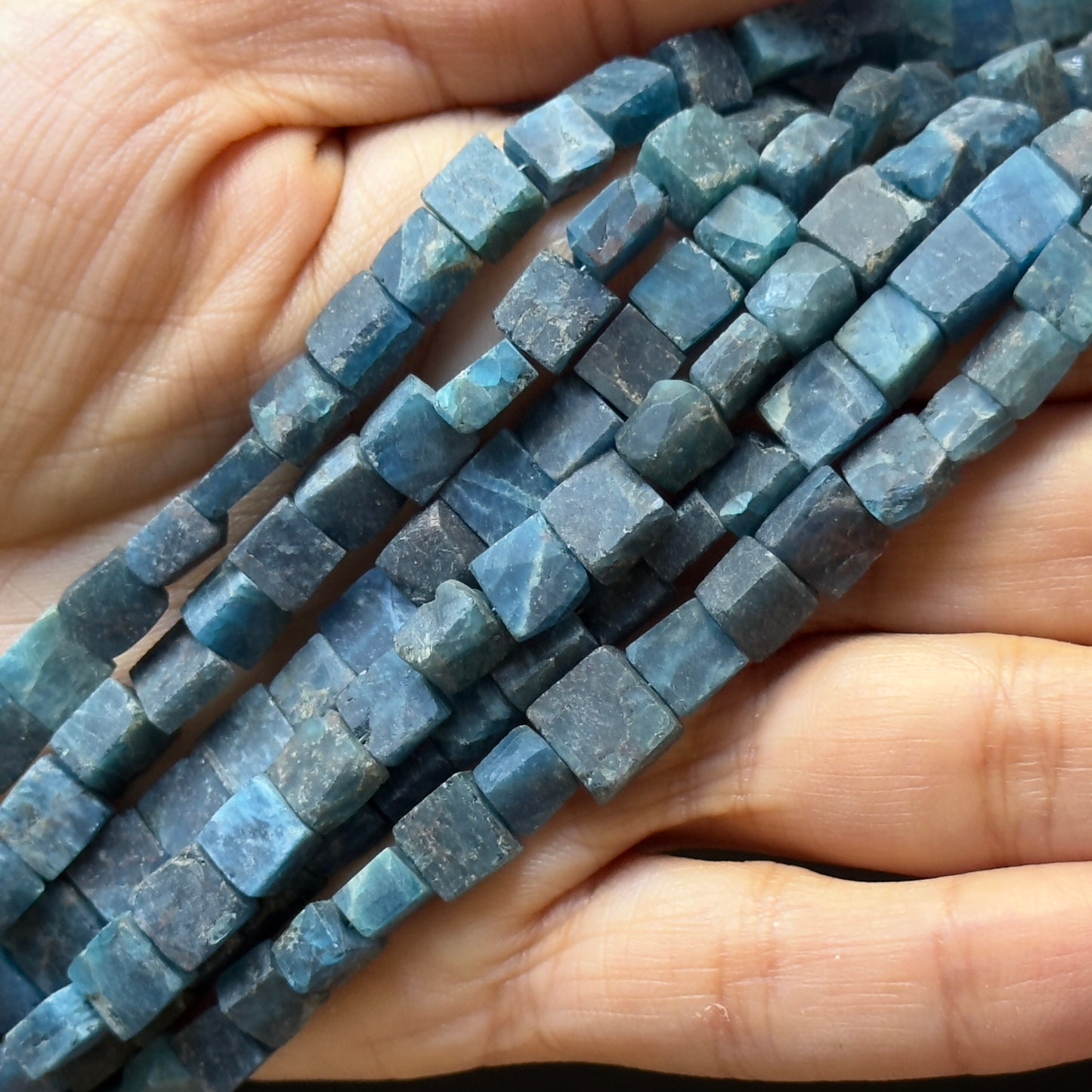 Rustic Roh Apatite Rectangular Cubes Beads Strand For Jewellery Making