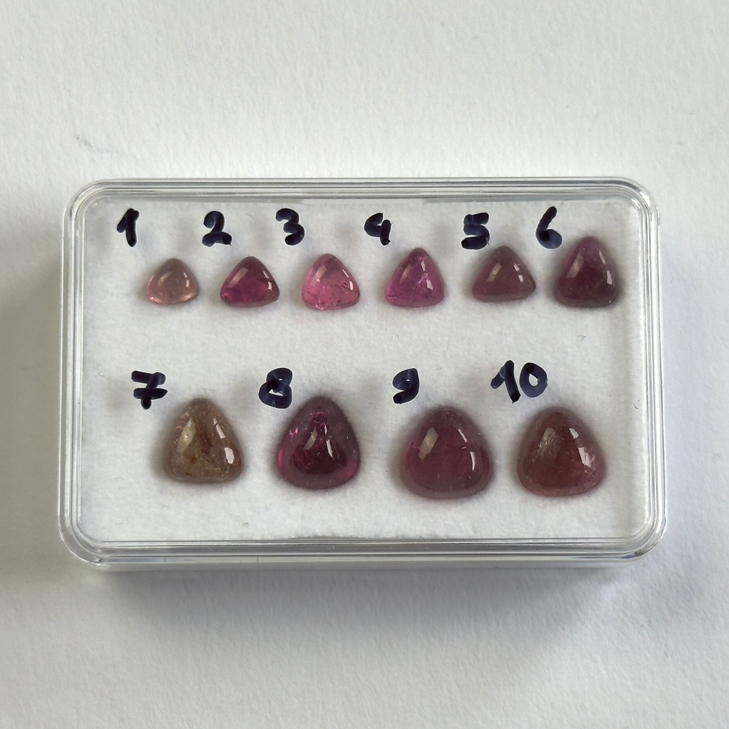 Pink Tourmaline Cabochon Trillion Shape 4.5 - 8.7 mm