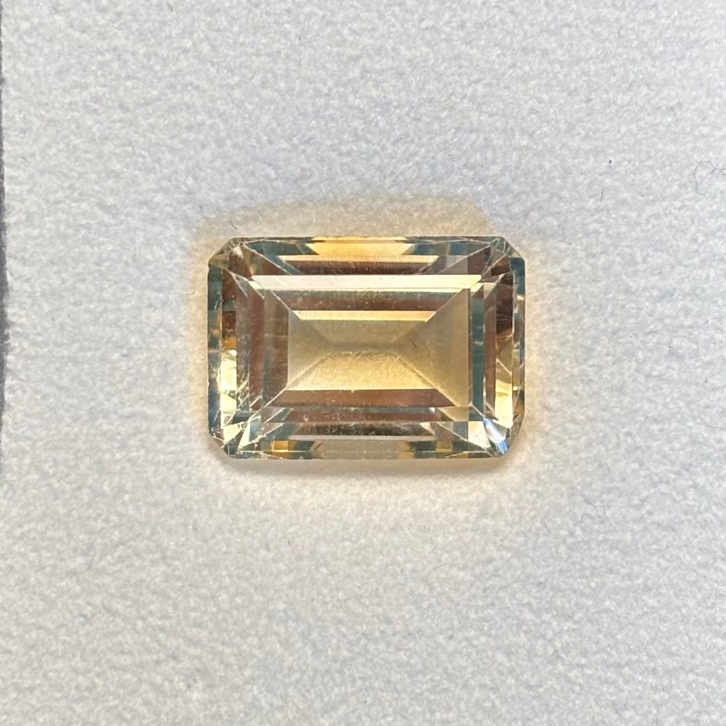Citrine Lemon Yellow Emerald Cut Faceted 14 x 9.8 mm 8.04 Carats