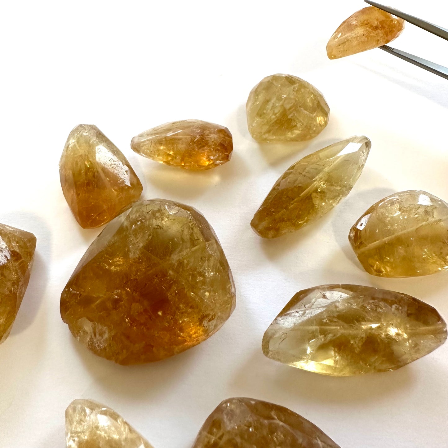 2 Pieces Fancy Cut Orange Tumbled Citrine With Holes And Inclusions