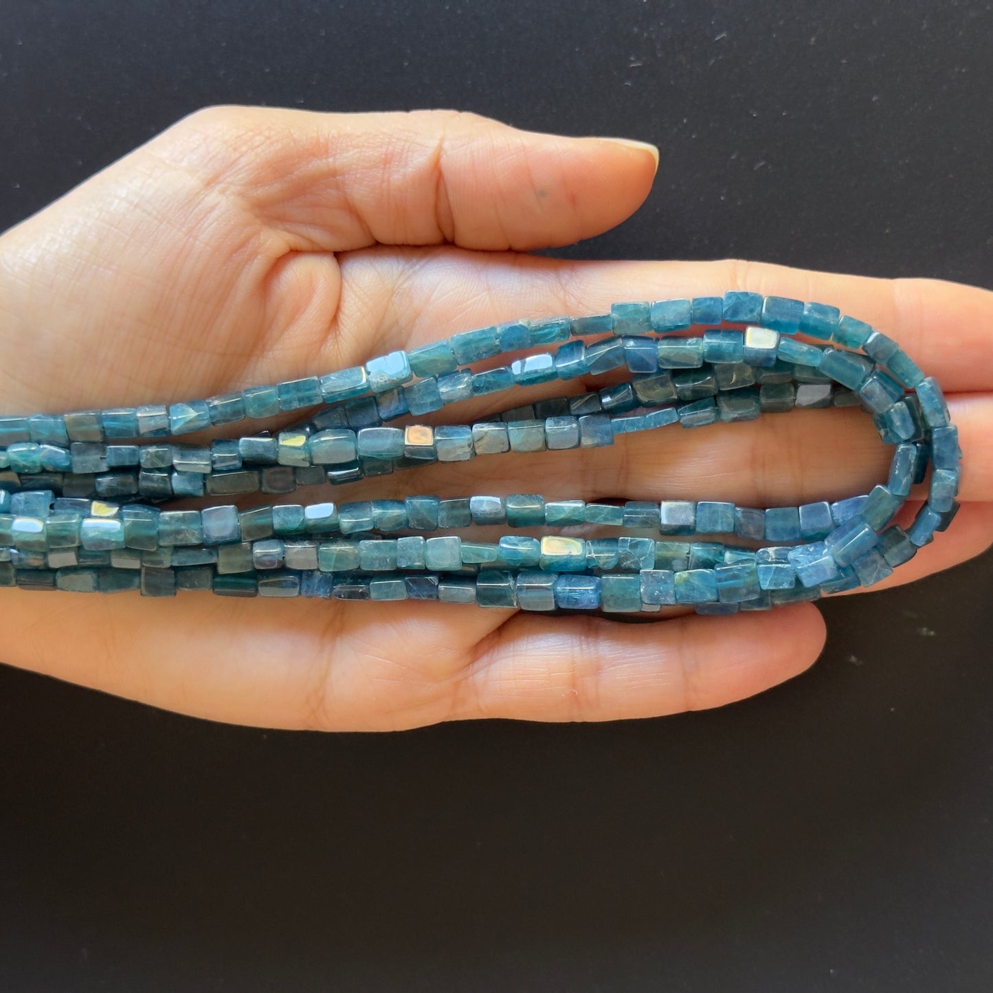 Natural Hand Cut Apatite Rectangular Beads Polished