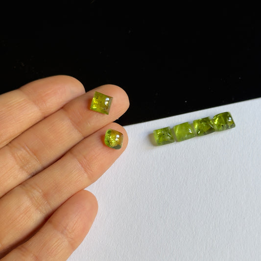 Beauty of Spring with Peridot Square Cabochon