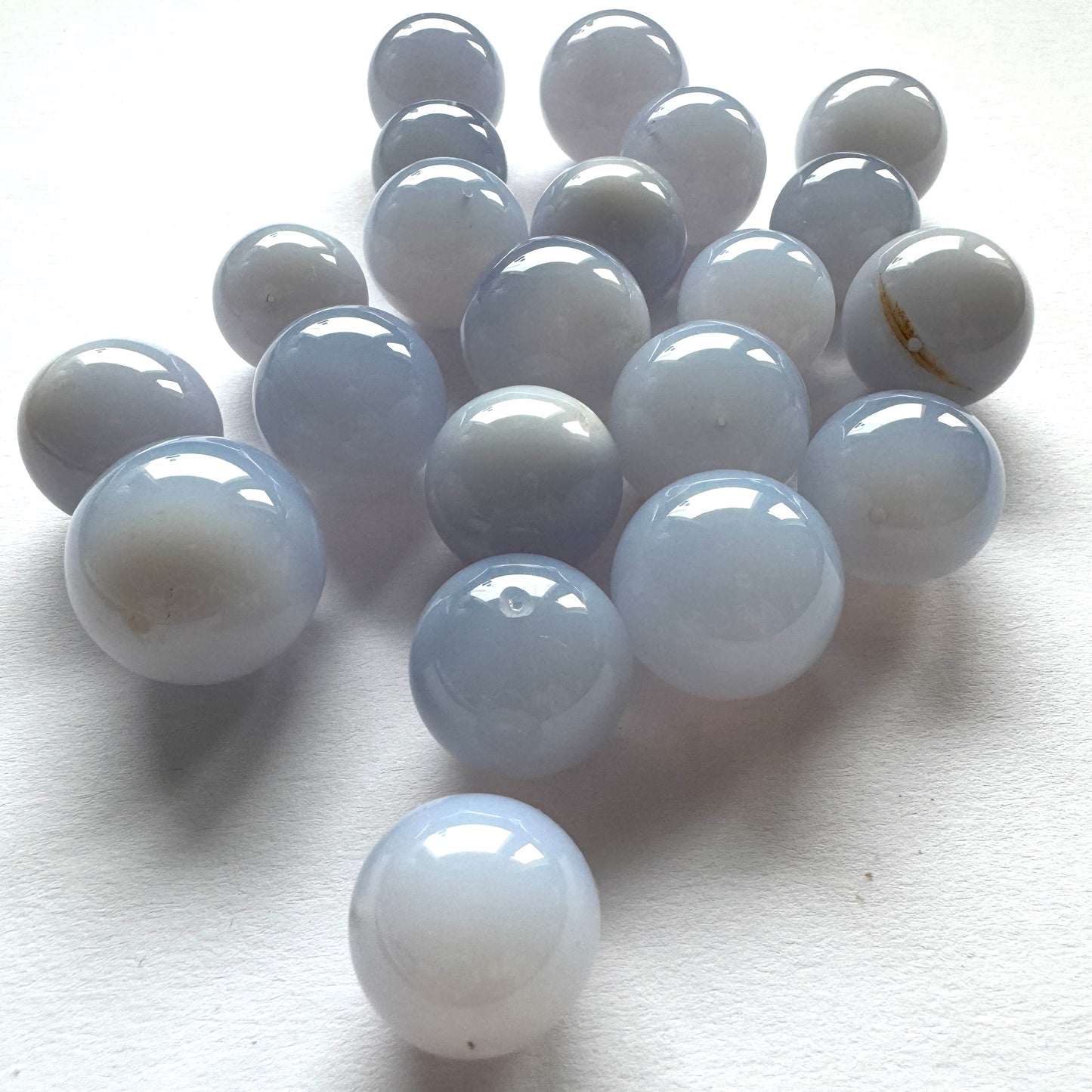 5 Chalcedony cloudy blue Large to small Loose Beads Balls drilled 12mm-15mm