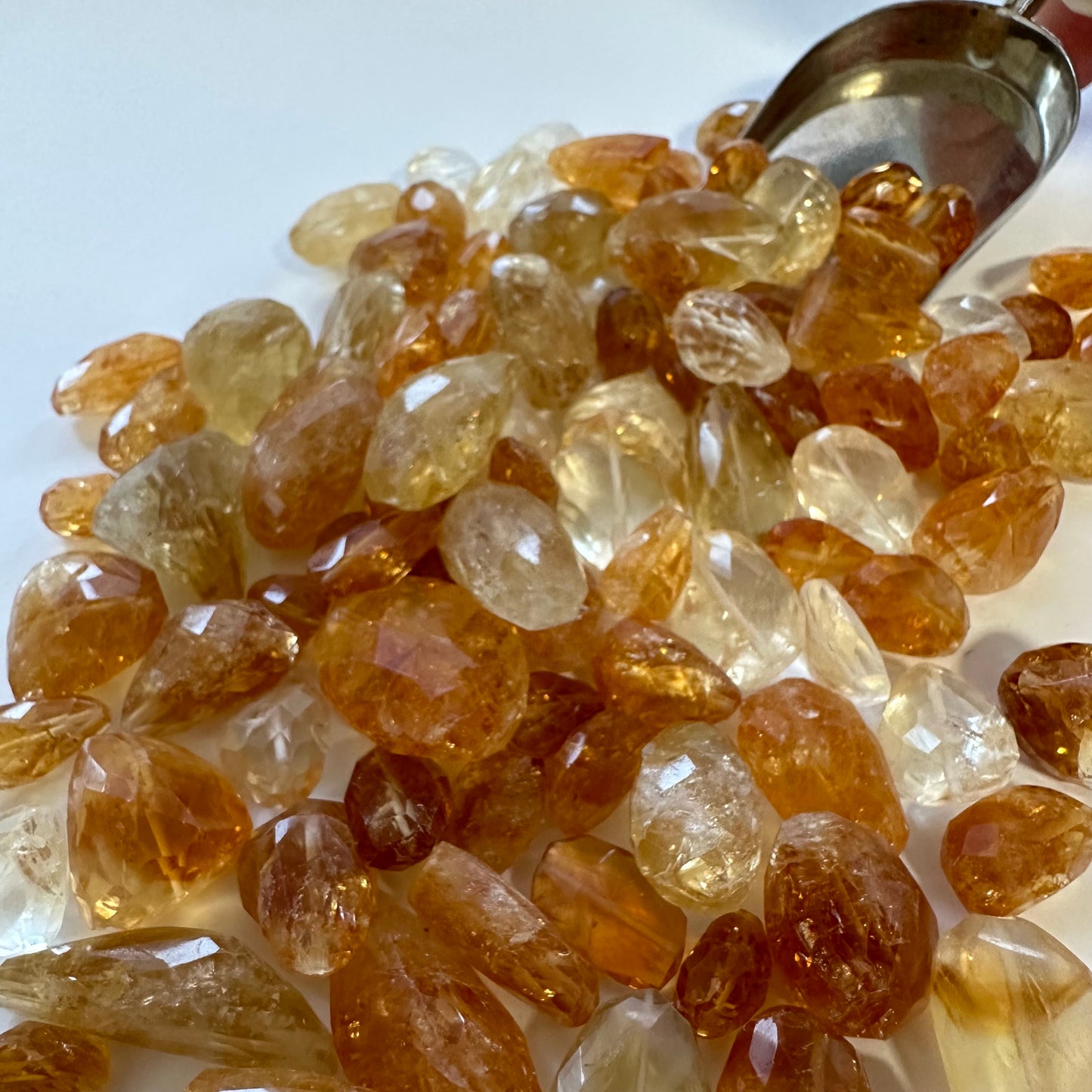 10 Pieces Fancy Cut Orange Citrine With Hole And Inclusions