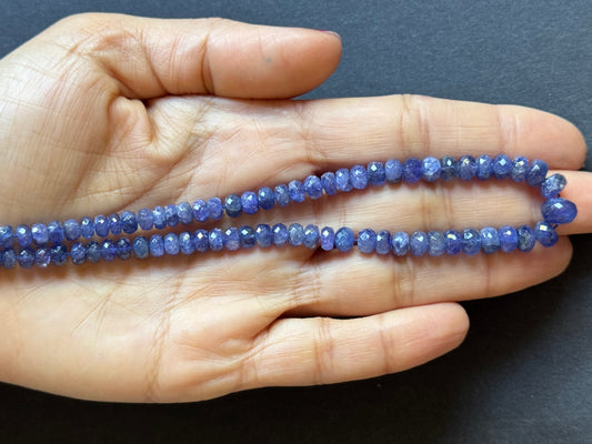 Hand-cut Faceted Tanzanite Rondelle beads- 41cm