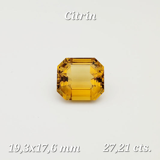 Citrine Emerald Cut 19.29 x 17.65 mm 27.21 cts