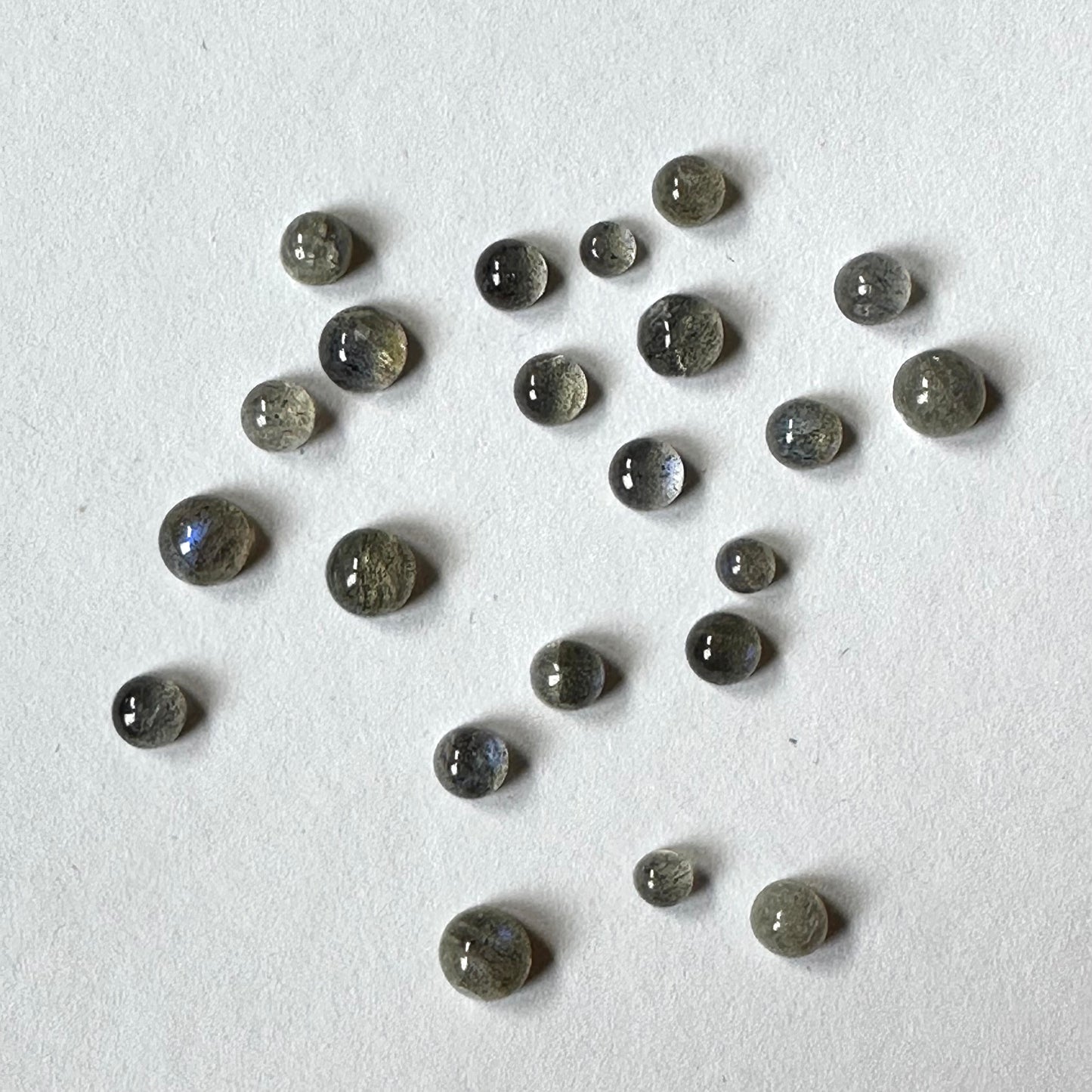 Runde Labradorit-Cabochons mit wunderschöner Opaleszenz, 20 g pro Beutel