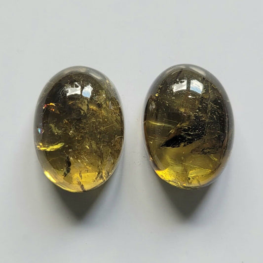 Tourmaline Natural Rusty Golden Oval Cabochon 19.4 x 14mm 44 Carat Beautiful Pair