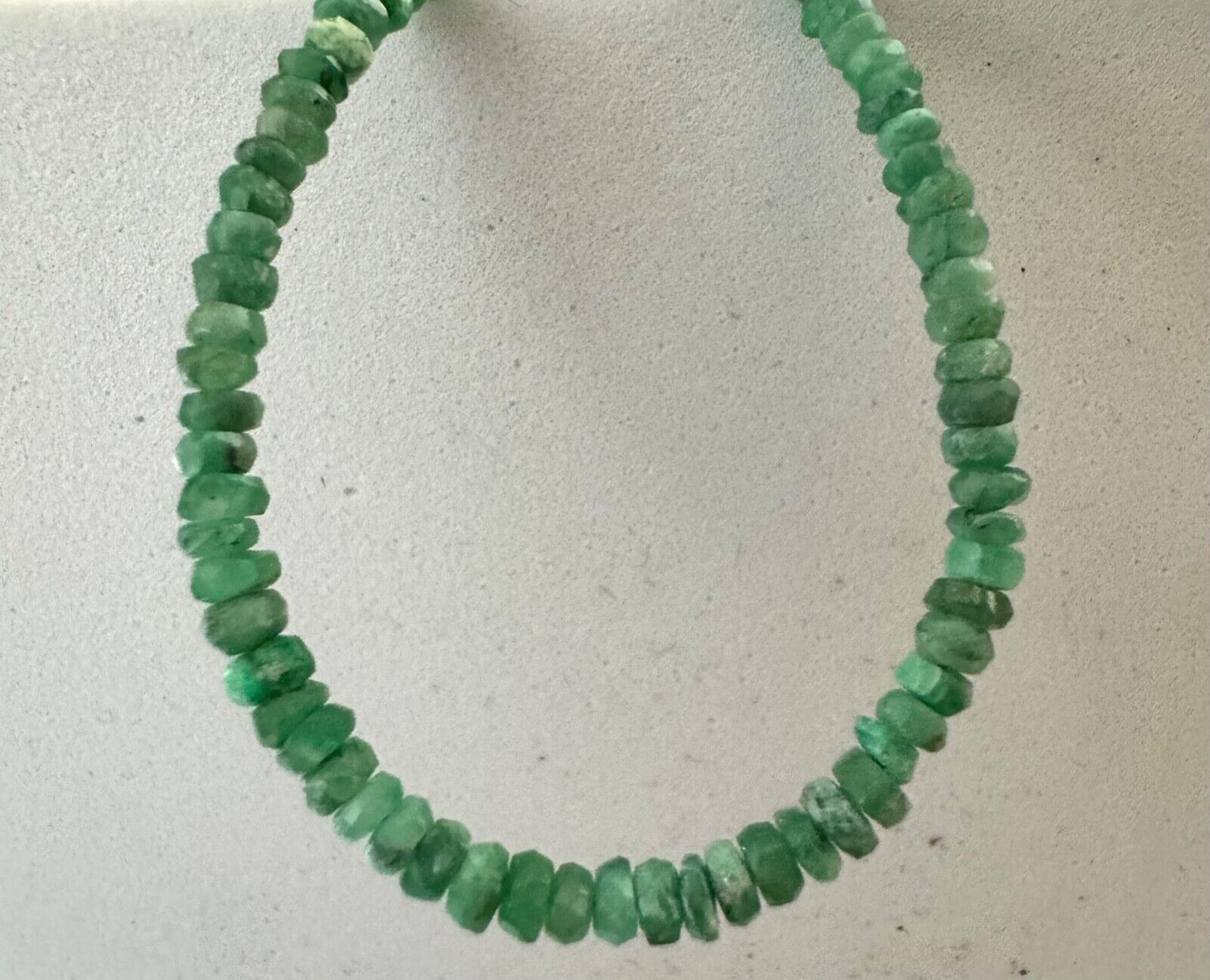 Rare Natural Emerald Rondelle Necklace 42cm 50-59,99 Carat With Silver Clasp