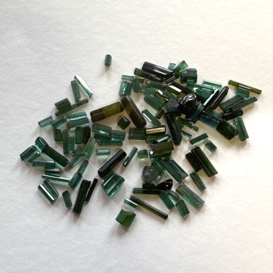 5 Pieces Very Rare Green Raw Tourmaline With Bling And Inclusions