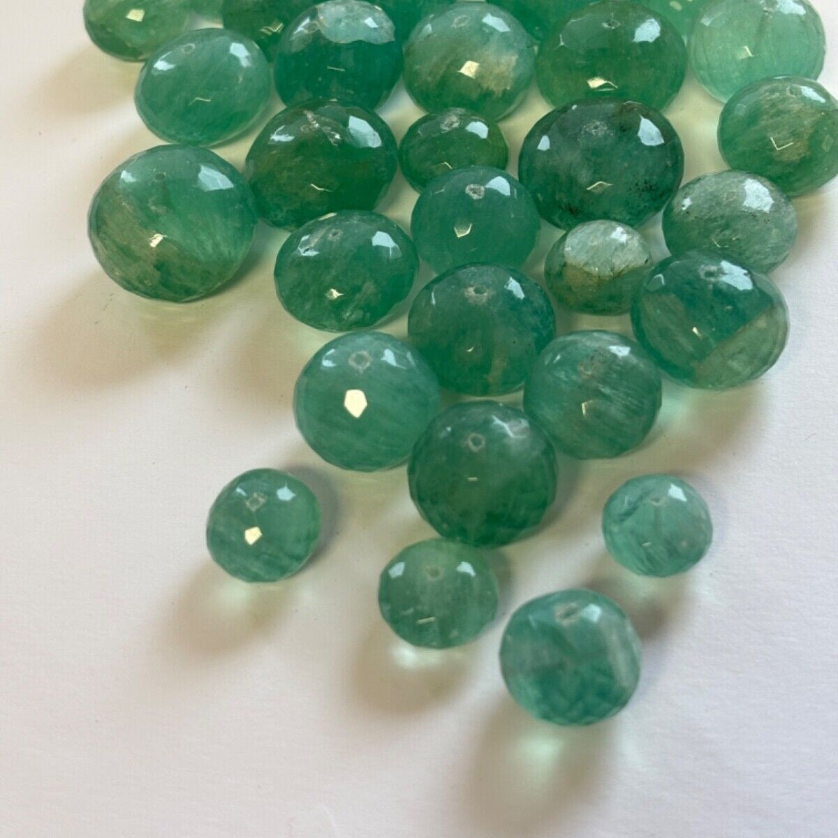 Chrysoprase Loose Beads Different Size Faceted Balls Set Of 2