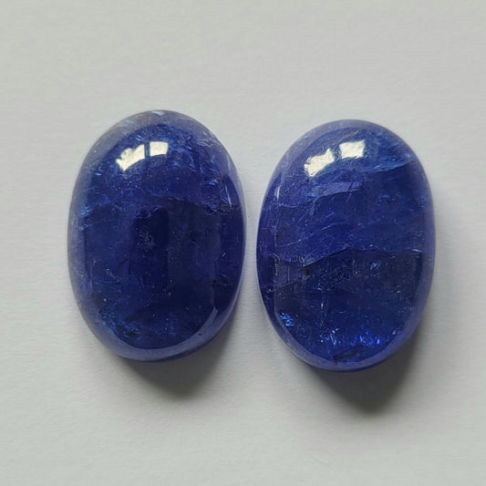 Tanzanite Blue Oval Cabochon 22.5 x 16 mm 52.87 Carats Pair From Tanzania