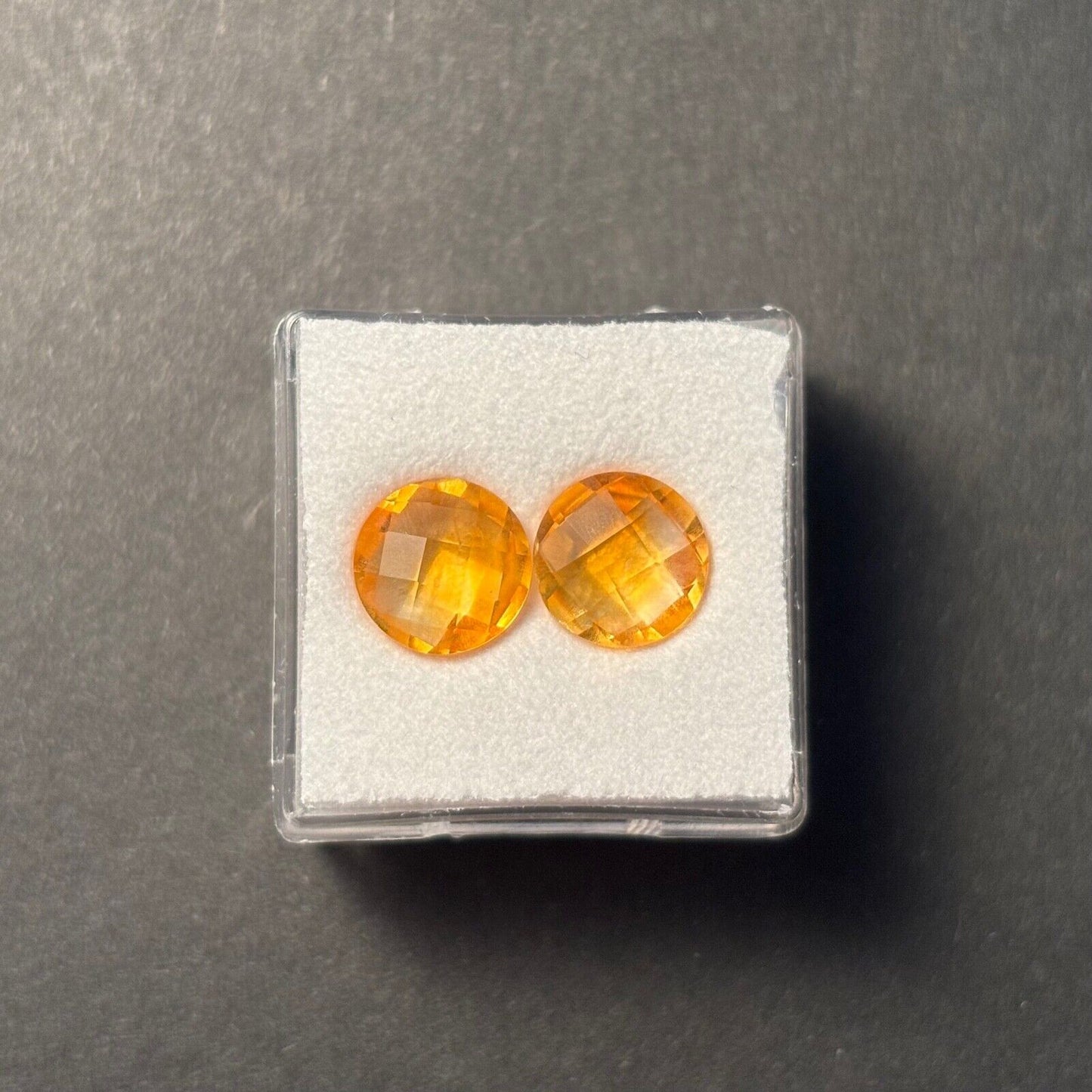 Citrine Sun Yellow Roses Cut Faced Top Quality 9mm 4.68 Carats Pair