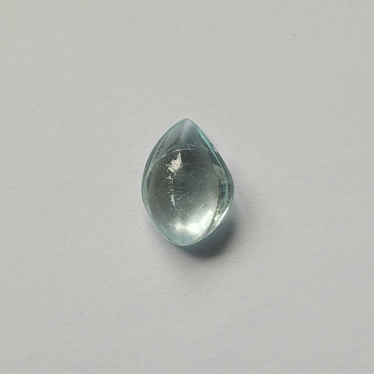Aquamarine Blue Elaborate Cut Cabochon Shiny 15 x 11 mm 5,47 Carats Pair
