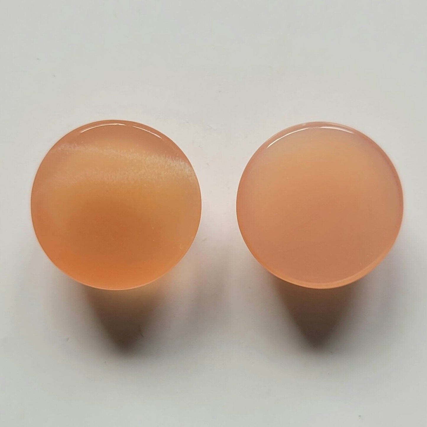 Moonstone Orange Round Cabochon Shiny 15mm 21.56 Carats Very Nice Pair