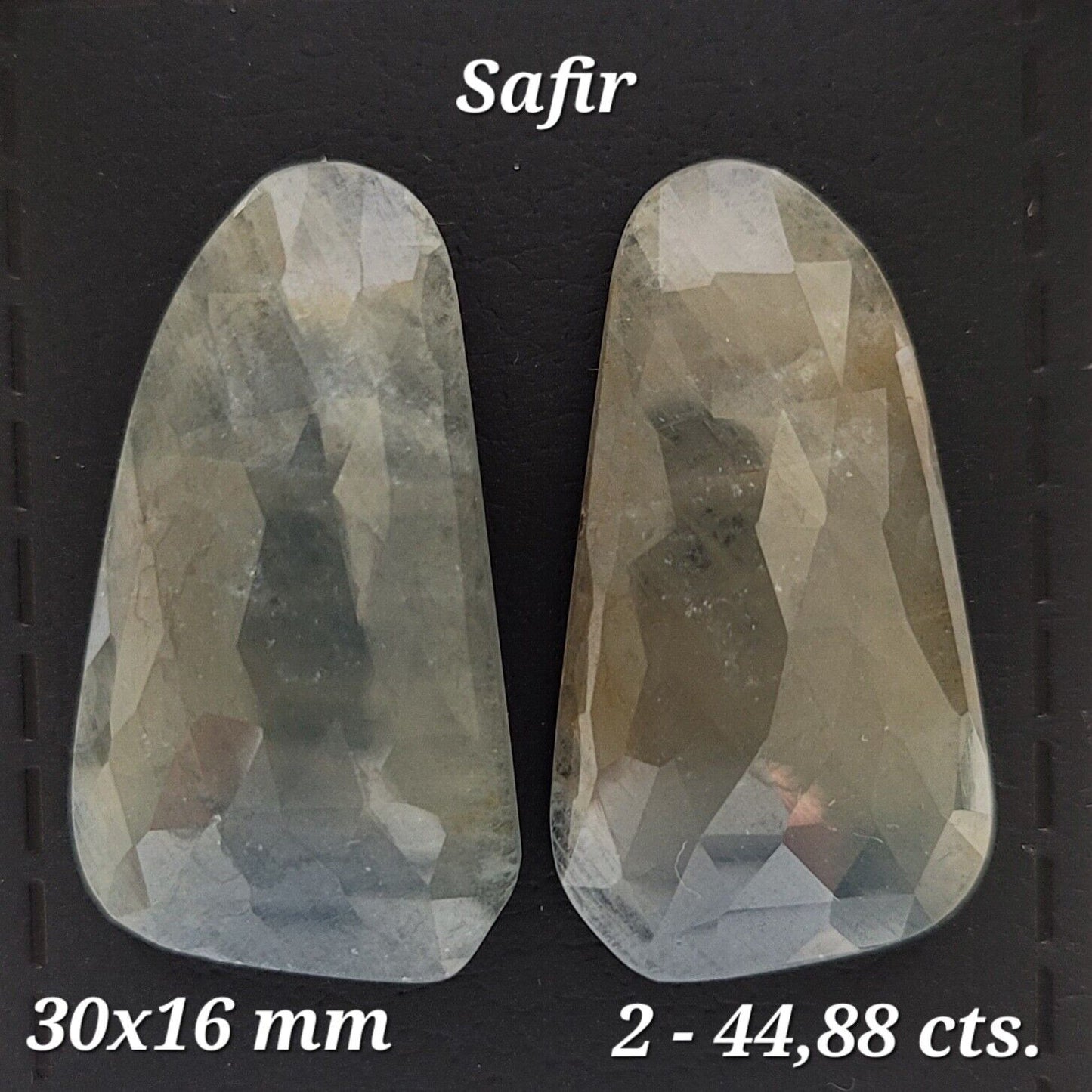 Sapphire Rose Cut Pair With Flat Back A Rare Find 44,88 Carat