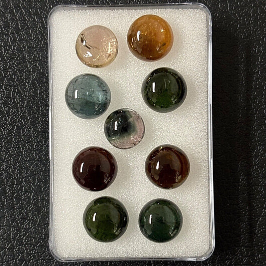 Tourmaline Round Cabochon With Inclusions Approx. 9-9.8 mm 3.77 Cts.