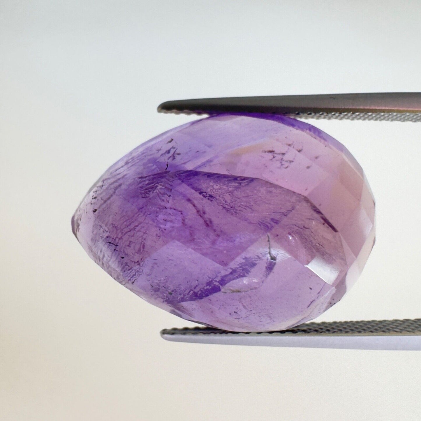 Amethyst Purple Drop Cut Faceted 22.3x16.2mm 22.14 Carat With Inclusions
