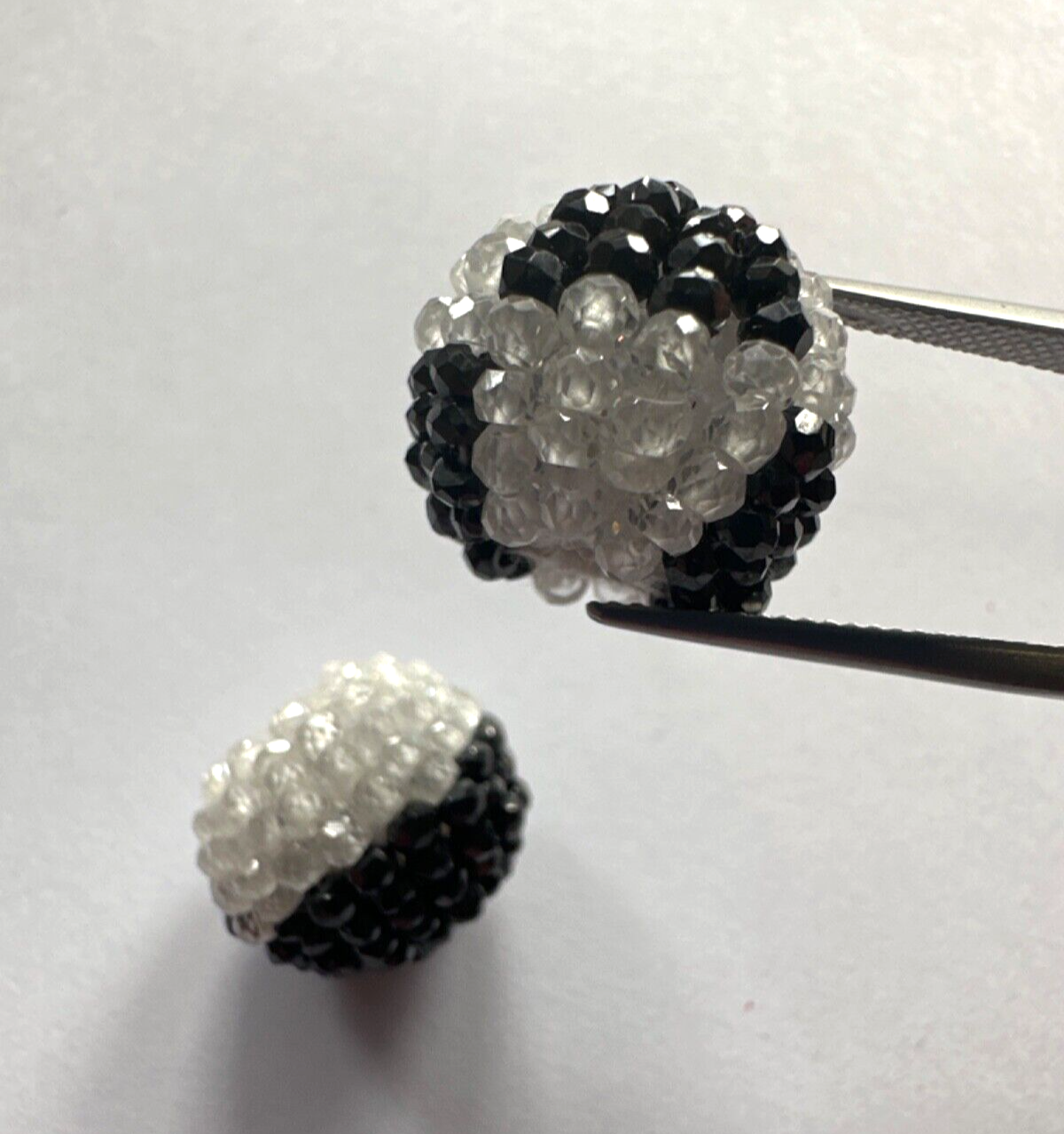 Black White Rare Find Spinel And Crystal Pair With Raised Pearls