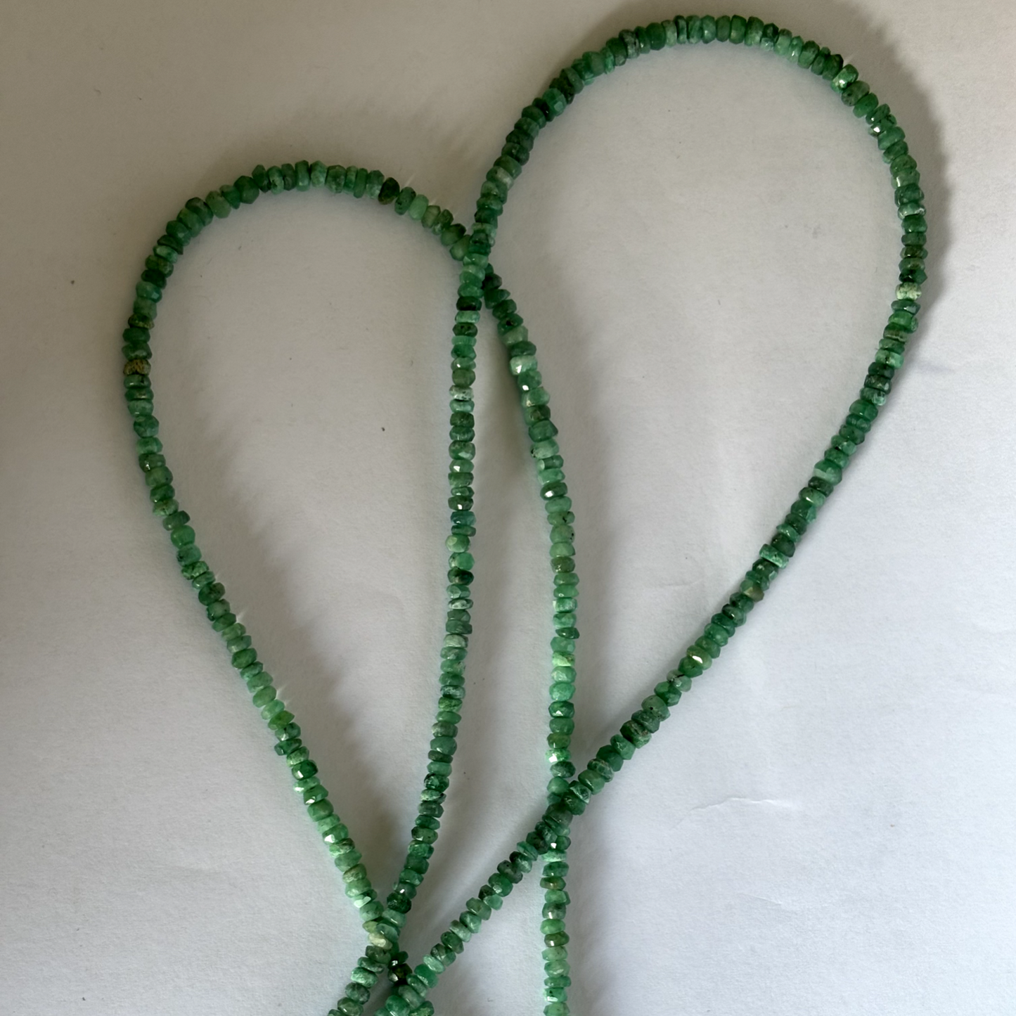 Rare Natural Emerald Rondelle Necklace 42cm 50-59,99 Carat With Silver Clasp