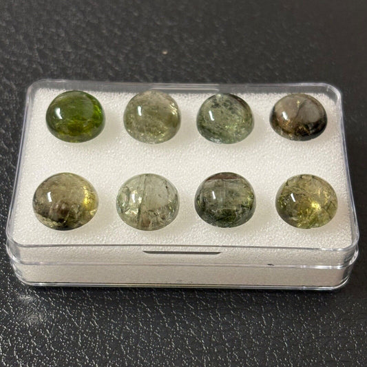 1 Piece Tourmaline Round Cabochon With Inclusions 10-10,3mm, 8pcs-34,04cts
