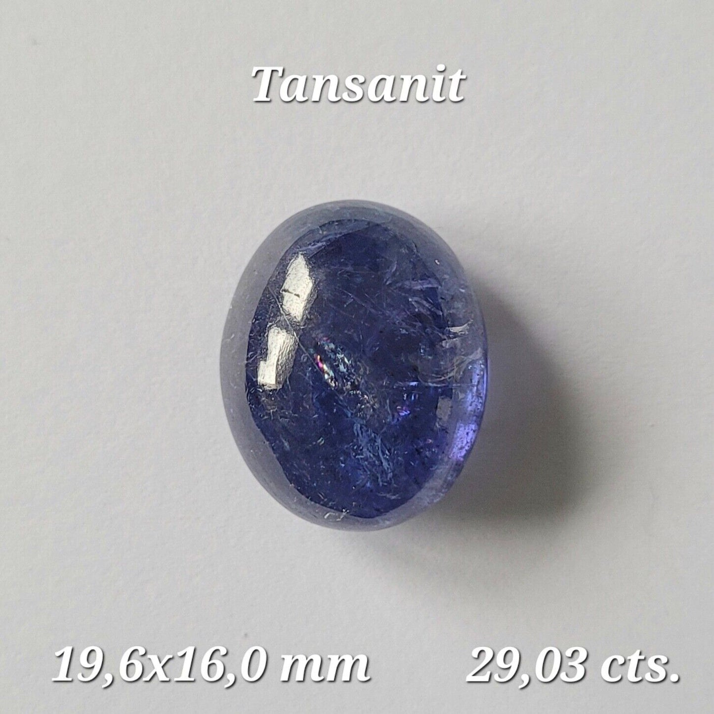 Tanzanite Natural Blue Cabochon 19.6 x16 mm 29,03 Carats Genuine From Tanzania