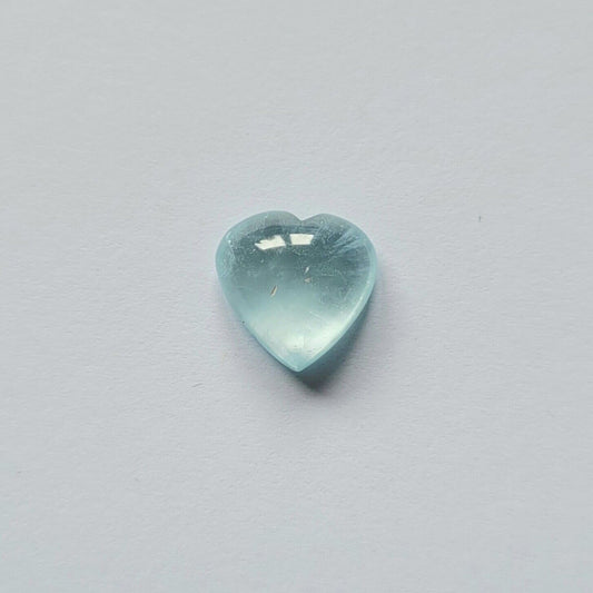 Aquamarine Nature Blue Hearts Cut Cabochon Shiny 12x11.8mm 4,76 Carats
