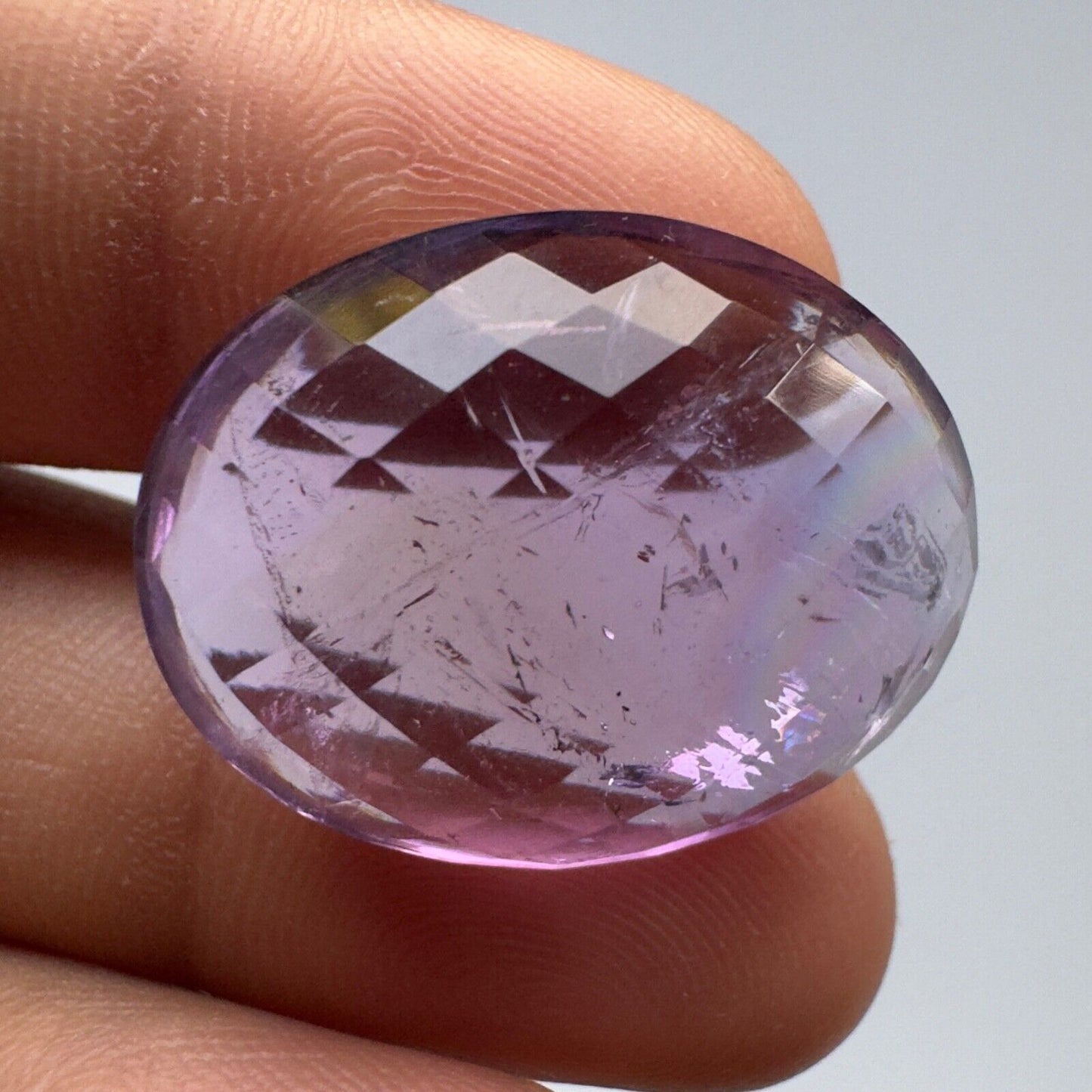 Amethyst Purple Oval Cut Faceted 18.5 x 13.8 mm 14.20 Carat With Inclusions