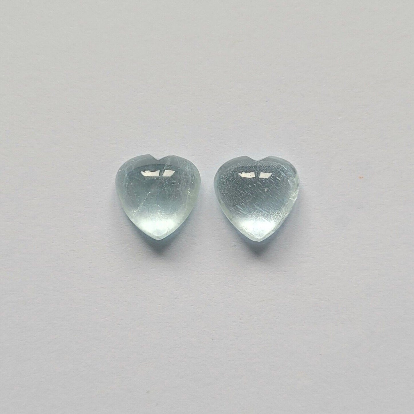 Aquamarine Natural Blue Heart Cut Cabochon 9 mm 4.79 Carats Pair
