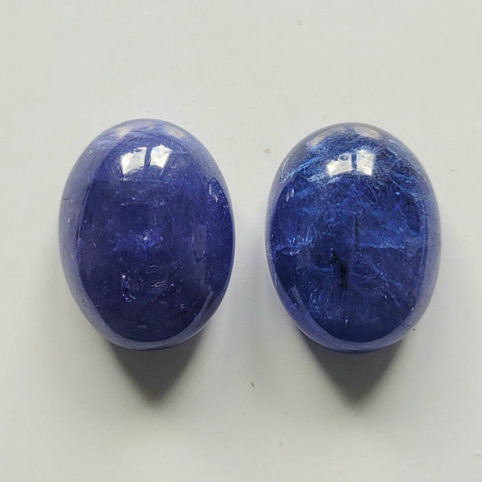 Tansanit Natur Oval Blau Cabochon 19,5x14,5mm 44,65 Karat aus Tansania Paar
