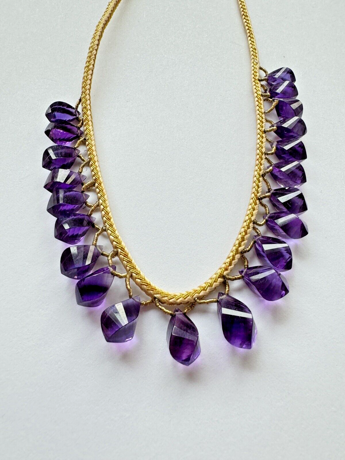 Beautiful Necklace With Faceted Amethyst Drops - Fancy Cut
