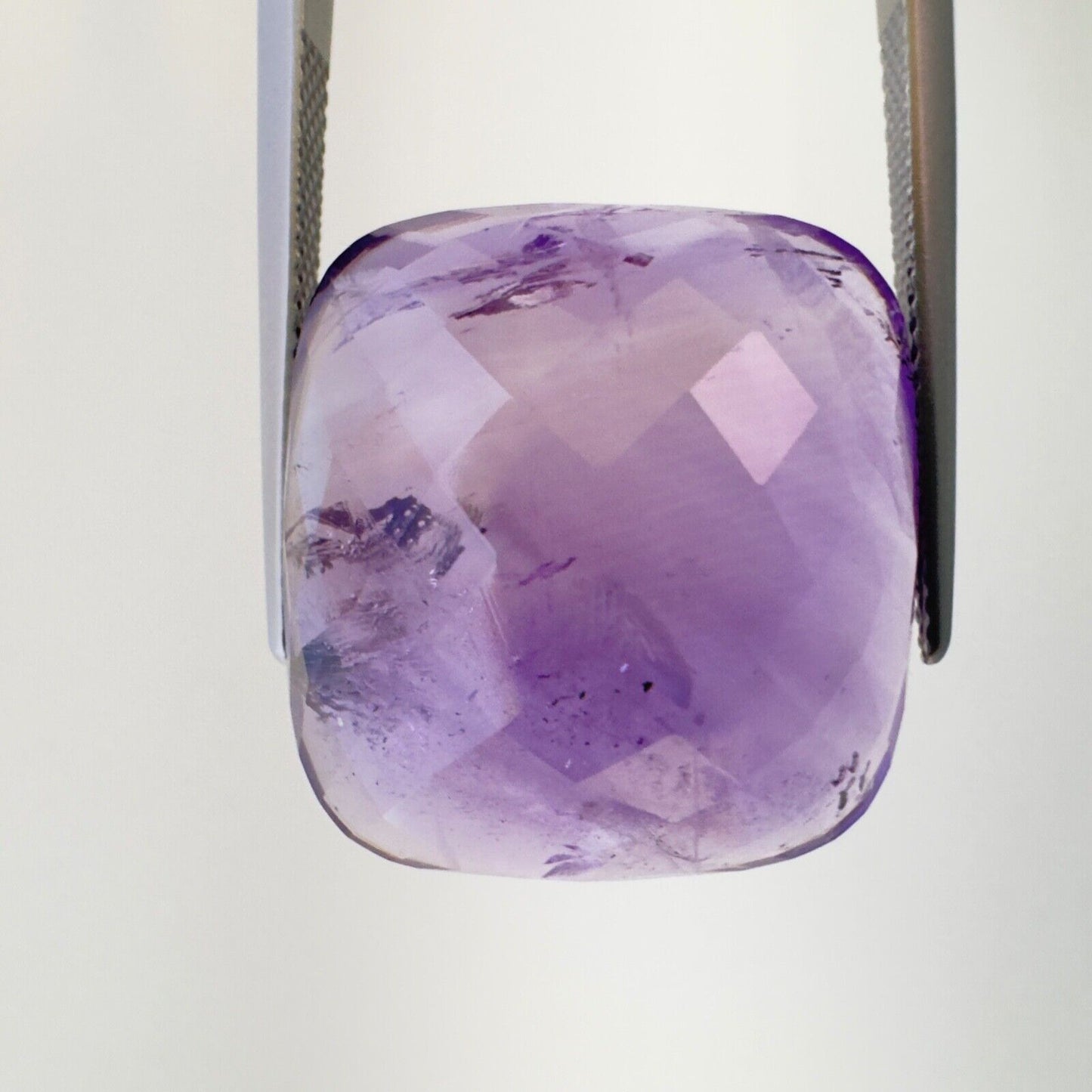 Amethyst Purple Cushion Cut Faceted 21 x 19,5 mm 31,77 Carat With Inclusions