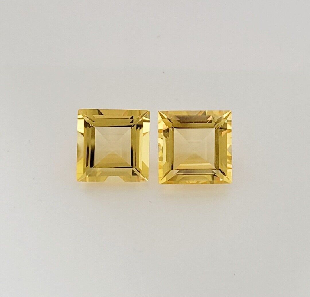 Citrine Square Large Pair Square Faceted Top Quality
