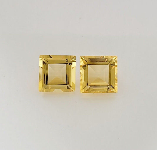 Citrine Square Large Pair Square Faceted Top Quality