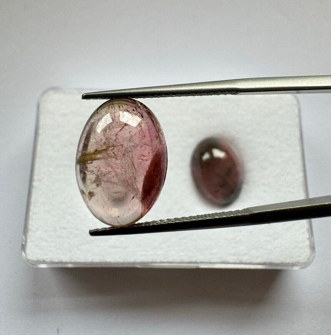 Natural Tourmaline Pair Great Colour Scheme Cabochon 14,22cts