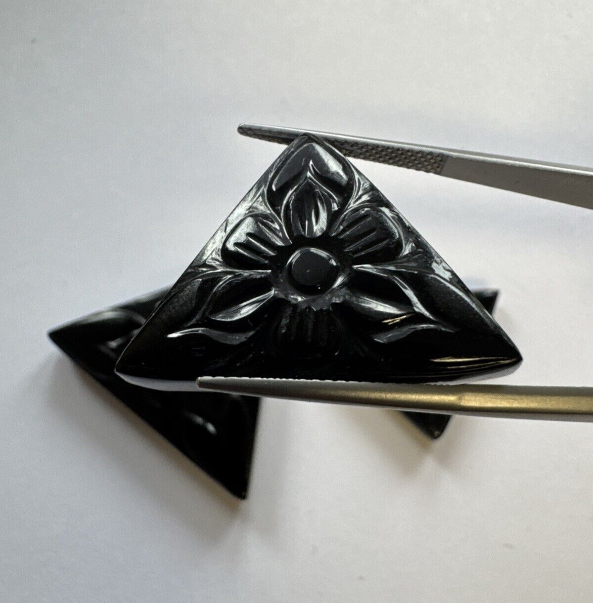 Onyx Triangle Engraved Flowers With Selection A Very Rare Find