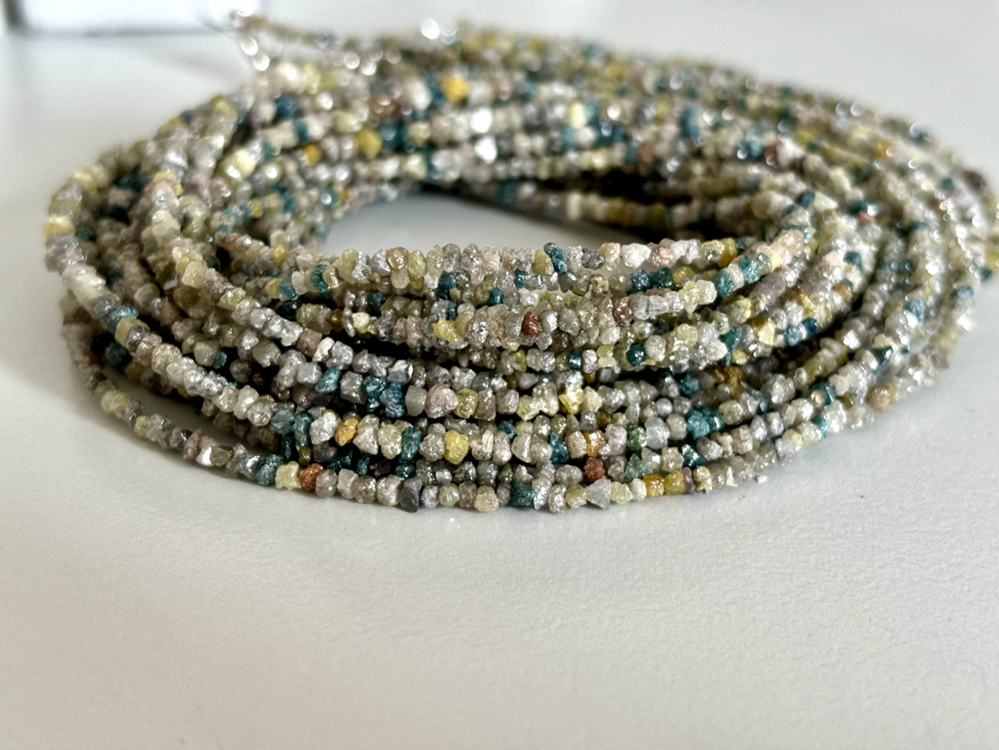 Real Multi Rough Diamond Chain With 925 Silver Clasp About 45 Cm Very Beautiful