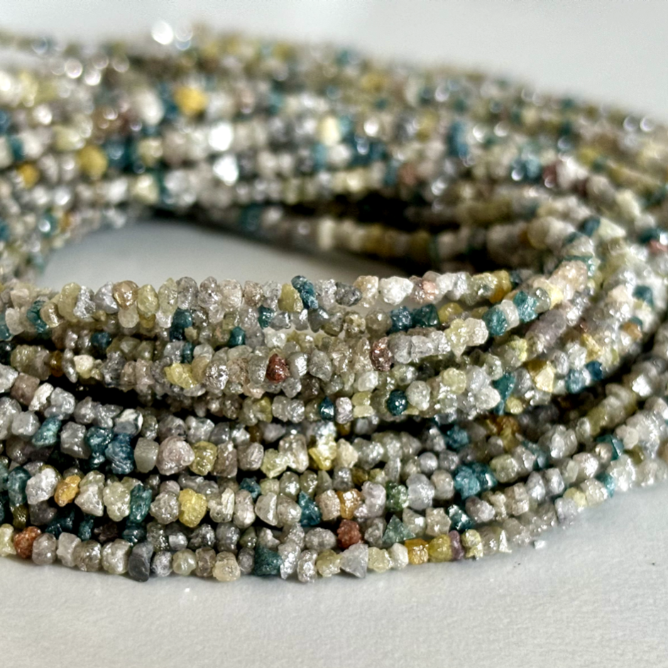 Echte Multi Rohdiamant Kette mit 925 Silber Verschluss ca. 45cm sehr schön