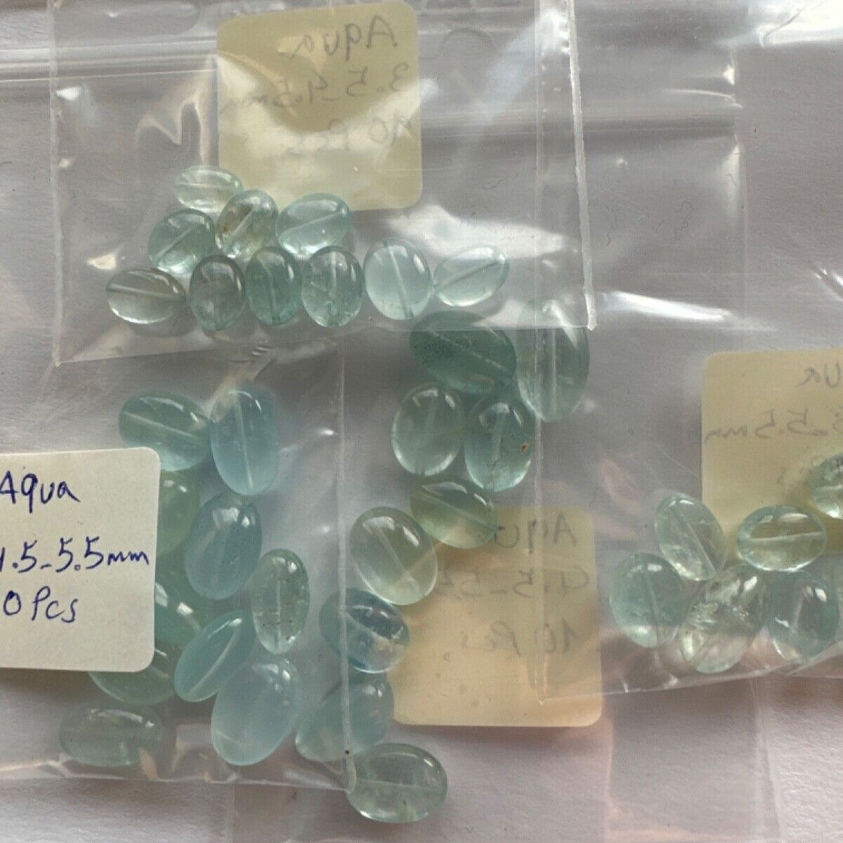 10 Beauties of the sea in the shape of an oval aquamarine Loose Beads drilled 3.5 - 5.5 mm