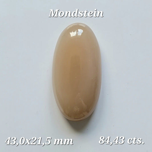 Moonstone Brown Oval Cabochon Shiny Gemstones 43 x 21.5 mm 84.43 Carats Real