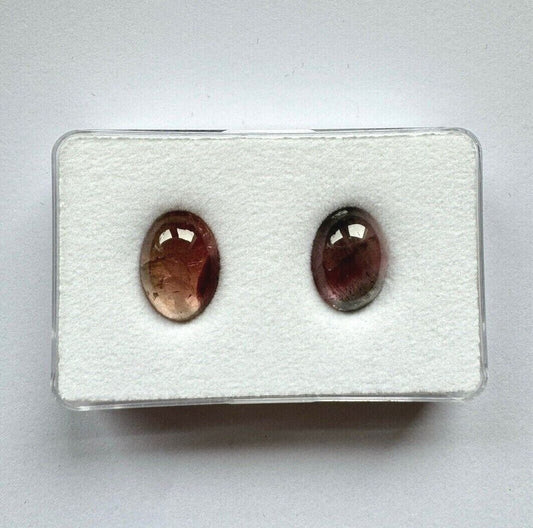 Natürliches Turmalin-Paar, tolles Farbschema, Cabochon, 14,22 ct