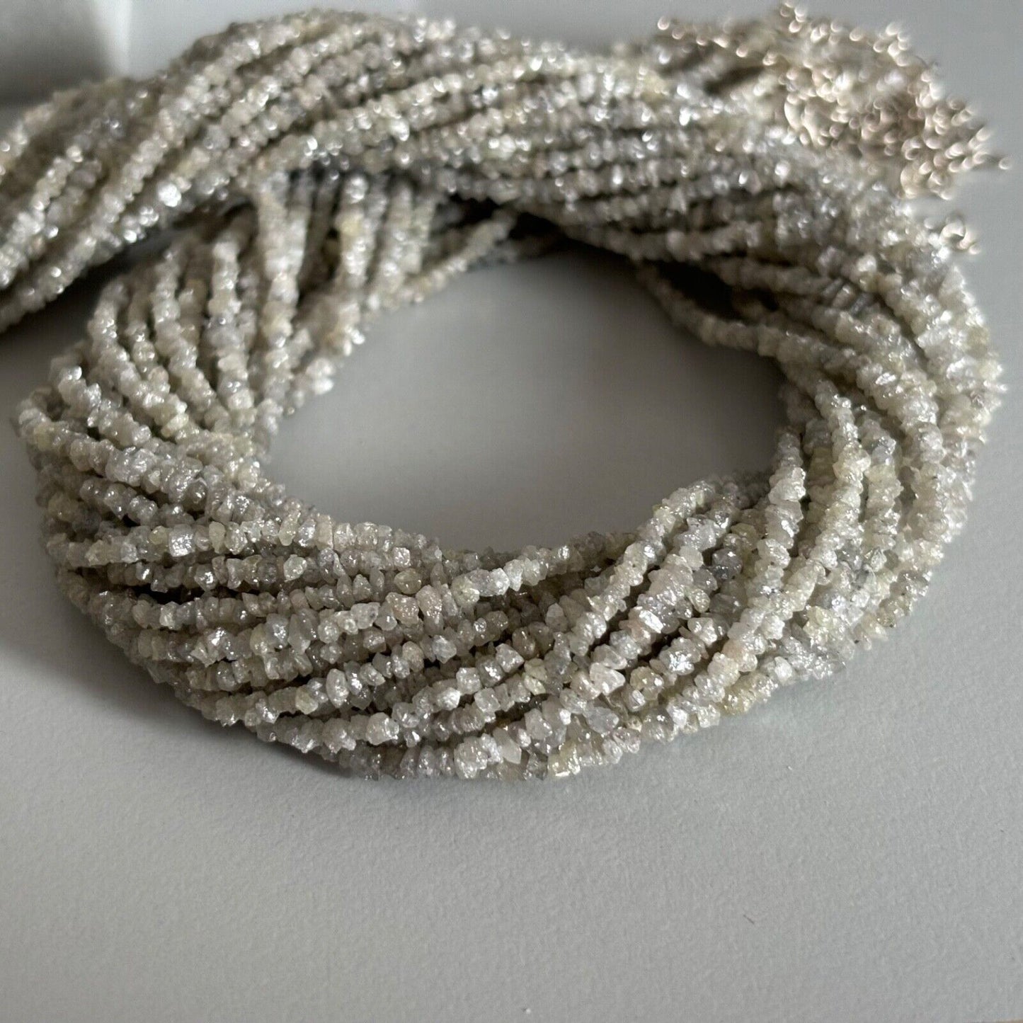 Echte graue Rohdiamant Kette mit 925 Silberverschluss ca. 45 cm wunderschön