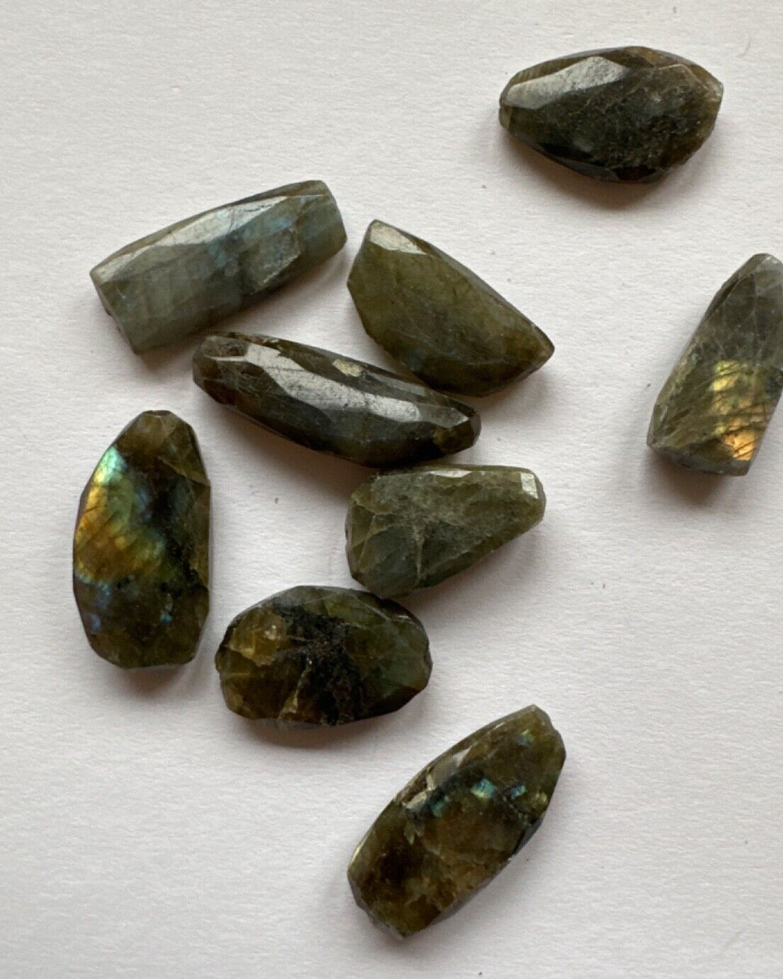 5 Huge Labradorite Fancy Beads Drilled With Great Opalescence!