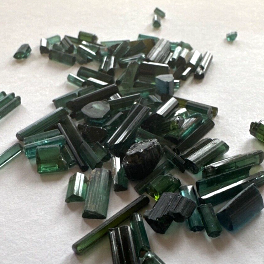 5 Pieces Very Rare Green Raw Tourmaline With Bling And Inclusions