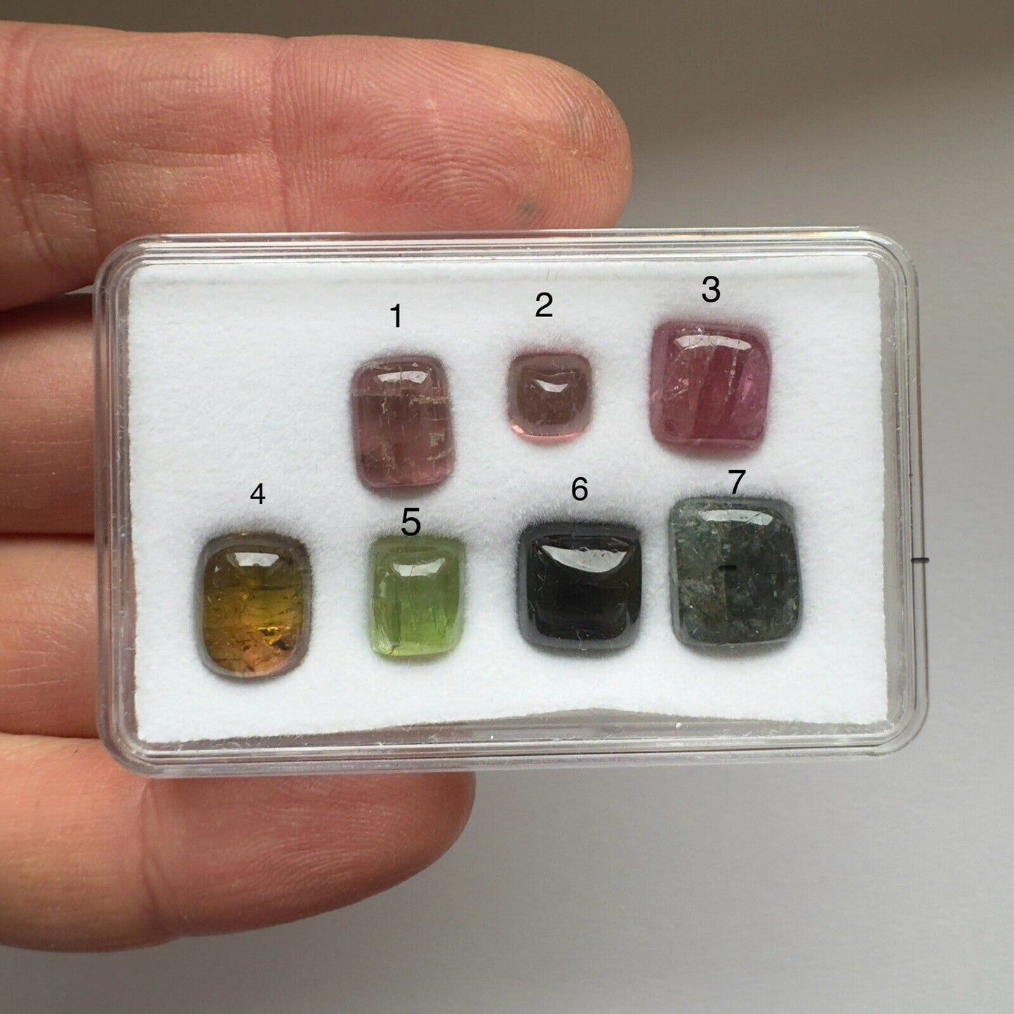 Tourmaline Cabochon In Pink And Green Shades 7 Pcs 25,62cts