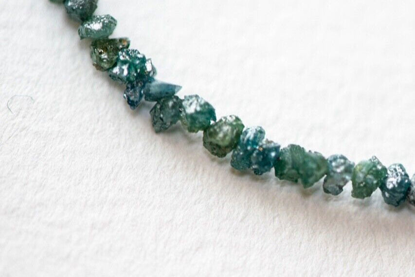 Echte blaue Rohdiamant Kette mit 925 Silber Verschluss ca. 45 cm