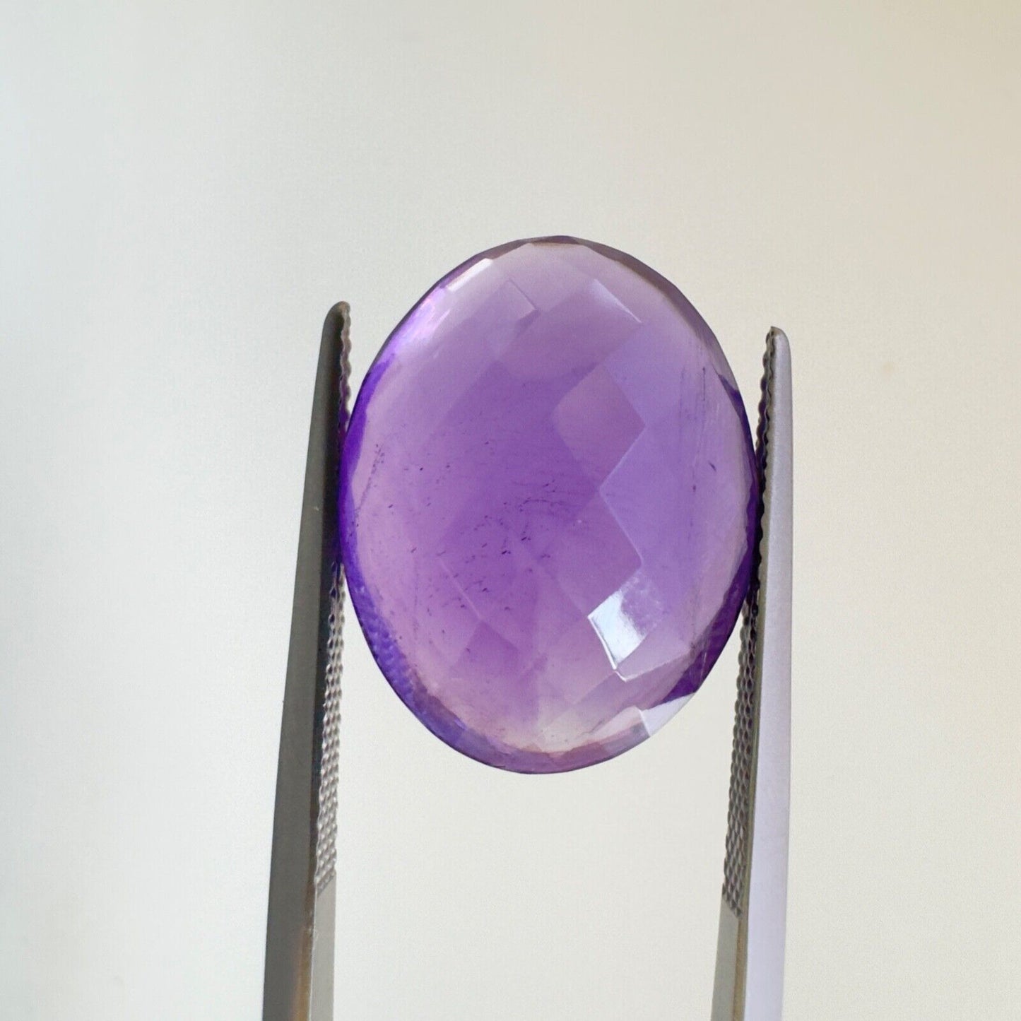 Amethyst Purple Oval Cut Faceted 18.6 x 14.6 mm 15.12 Carat With Inclusions