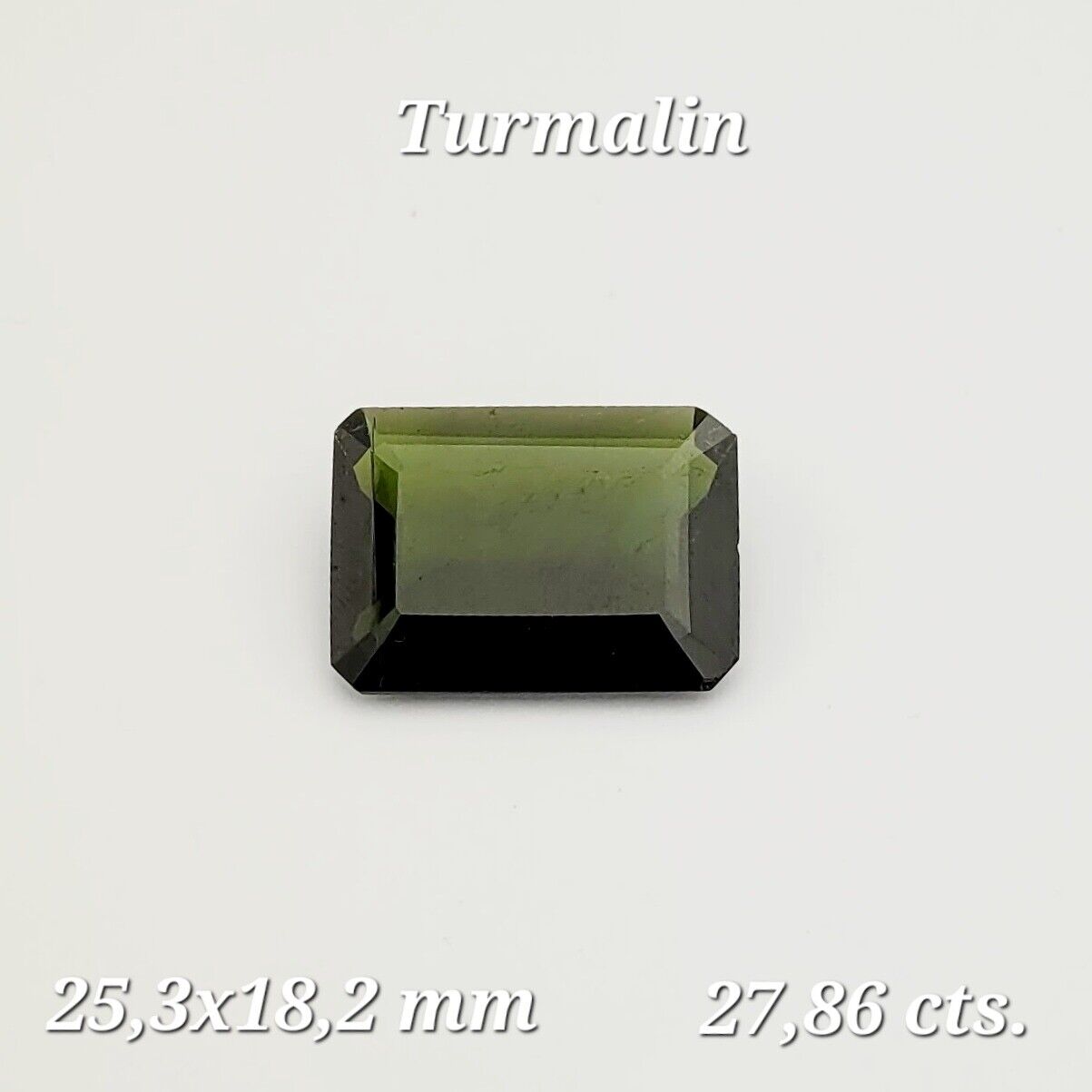 Tourmaline Green Faceted Emerald Cut Giant 25,3 x 18,2 mm 27,86 Carat