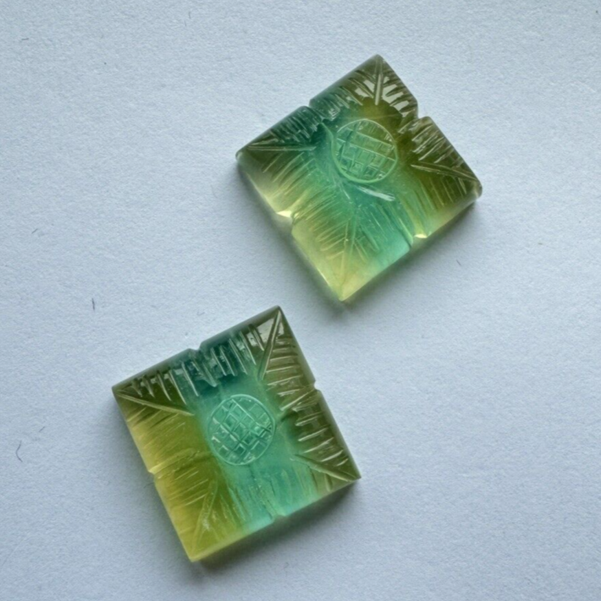Elaborate Carved Fluorite Pair