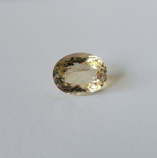 Citrine Yellow Elaborate Oval Cut Faceted 15.5 x 12 mm 11.44 Carat